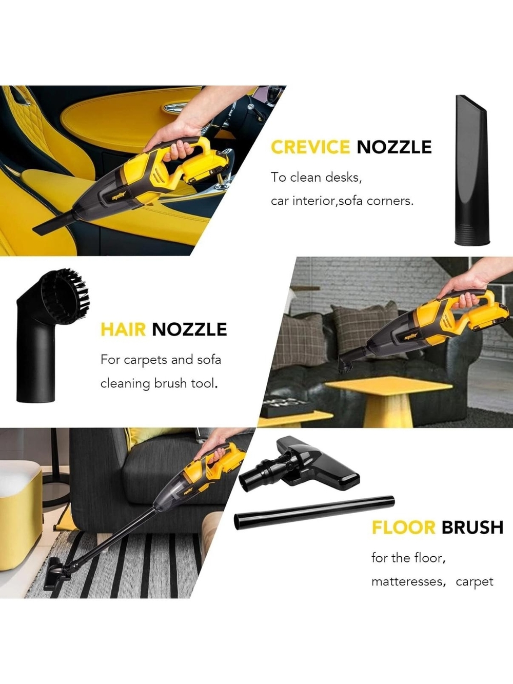 Handheld Vacuum Cleaner - Yellow Portable Car & Home Cleaner